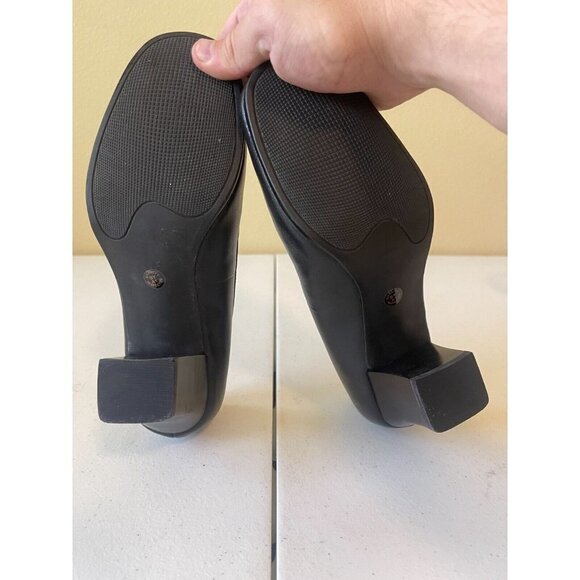 Strictly Comfort Womens Classic Pump Shoes Black Block Heels Leather 7 M - Picture 8 of 15